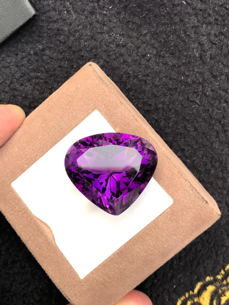 Natural Amethyst Gemstone Faceted Oval Large Brazilian Purple Quartz for Jewelry Collectors