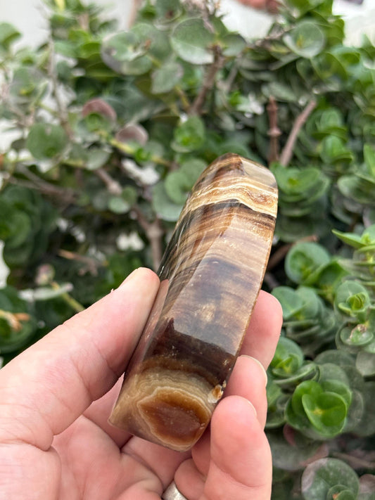 Hand Carved Brown Onyx Lamp Polished Crystal Stone Light