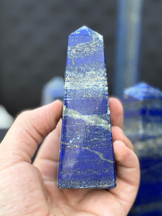 Natural Lapis Lazuli Tower Polished Blue Crystal Point Healing Stone Home Decor