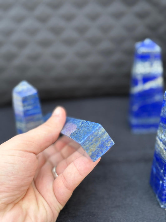 Natural Lapis Lazuli Tower Polished Blue Crystal Point Healing Stone Home Decor