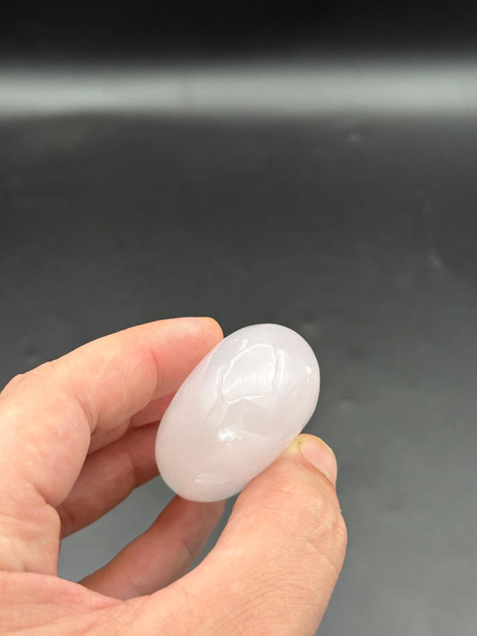 Polished White Quartz Palm Stone Calming Meditation Crystal