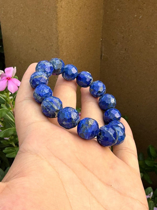 Natural Afghan Lapis Lazuli Faceted Bracelet Beads Genuine Afghanistan Gemstone Jewelry