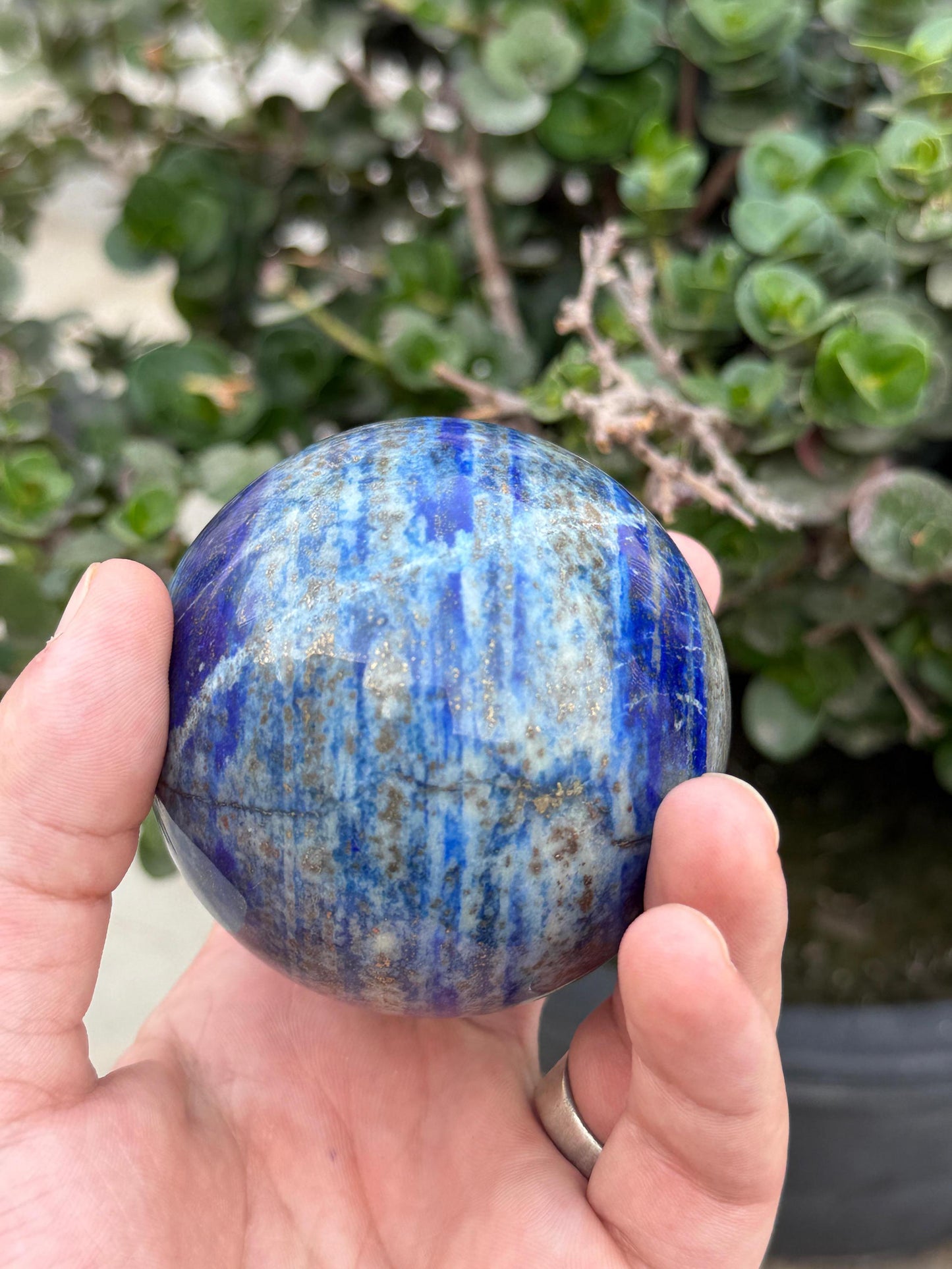 Natural Lapis Lazuli Sphere Polished Crystal Ball Blue Healing Stone from Afghanistan