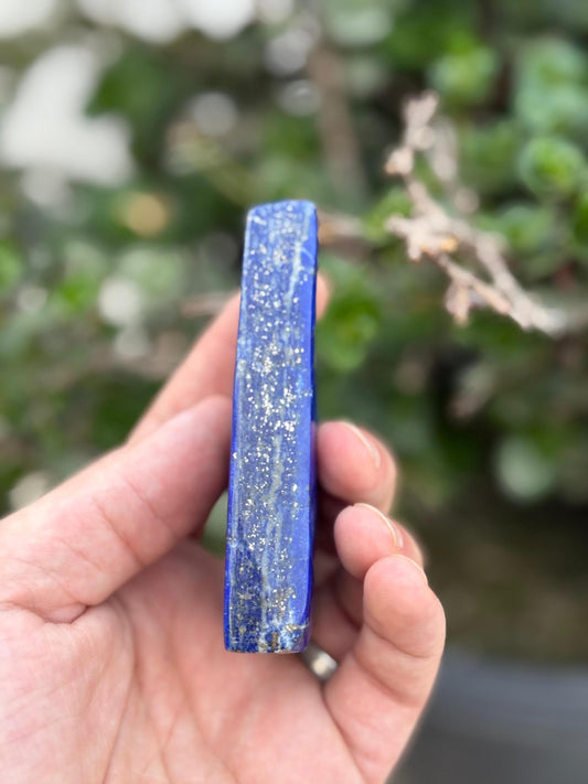 Lapis Lazuli Tower Polished Obelisk with Gold Pyrite Veins