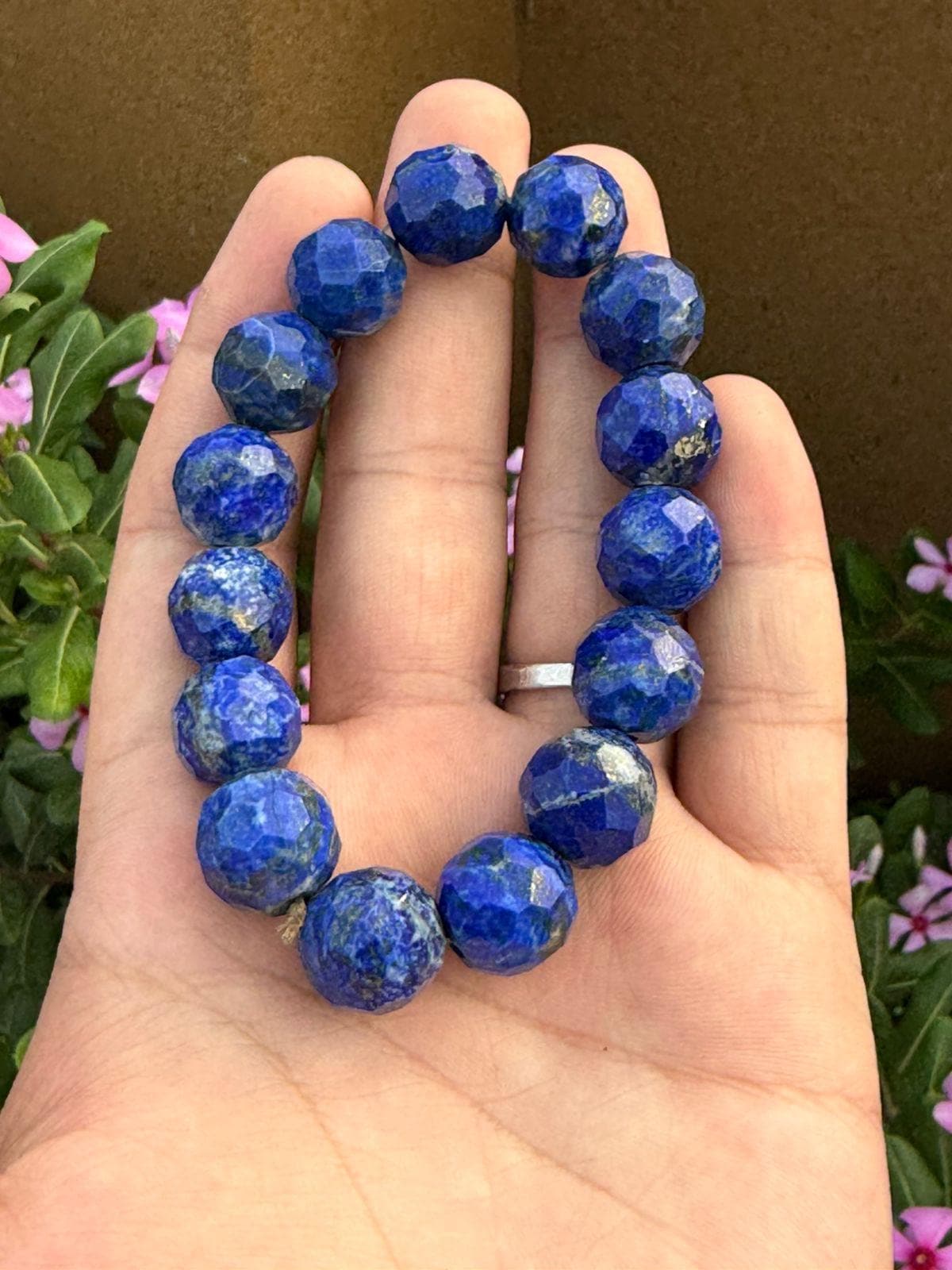 Natural Afghan Lapis Lazuli Faceted Bracelet   Beads  Genuine Afghanistan Gemstone Jewelry