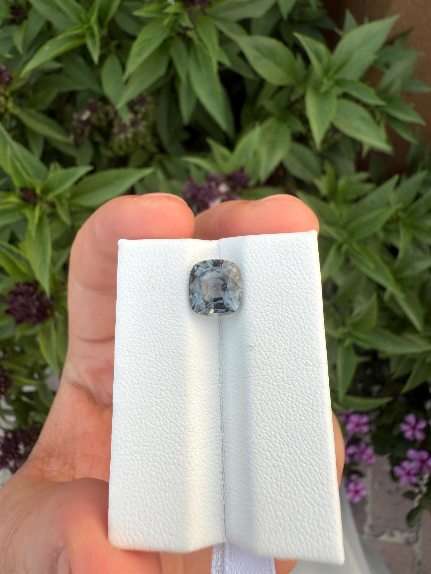 Natural Grey Spinel Gemstone: 3.36 Carat Cushion Cut Burma Spinel