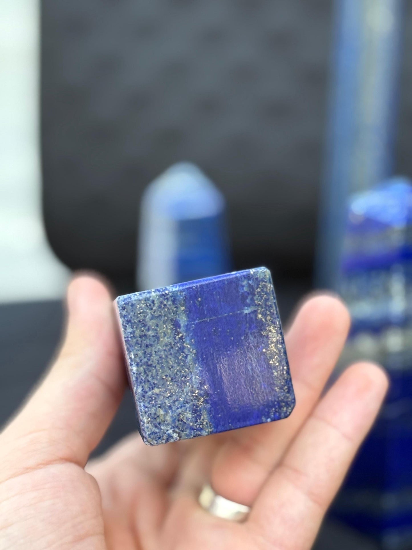 Natural Lapis Lazuli Tower  Polished Blue Crystal Point  Healing Stone  Home Decor