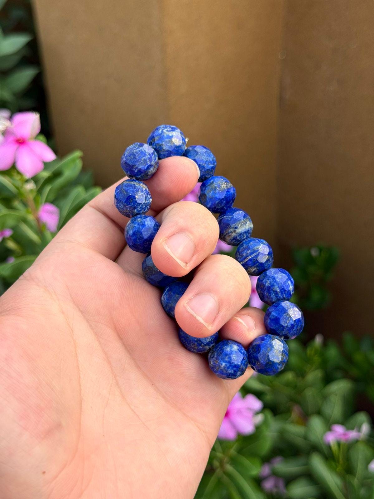 Natural Afghan Lapis Lazuli Faceted Bracelet   Beads  Genuine Afghanistan Gemstone Jewelry
