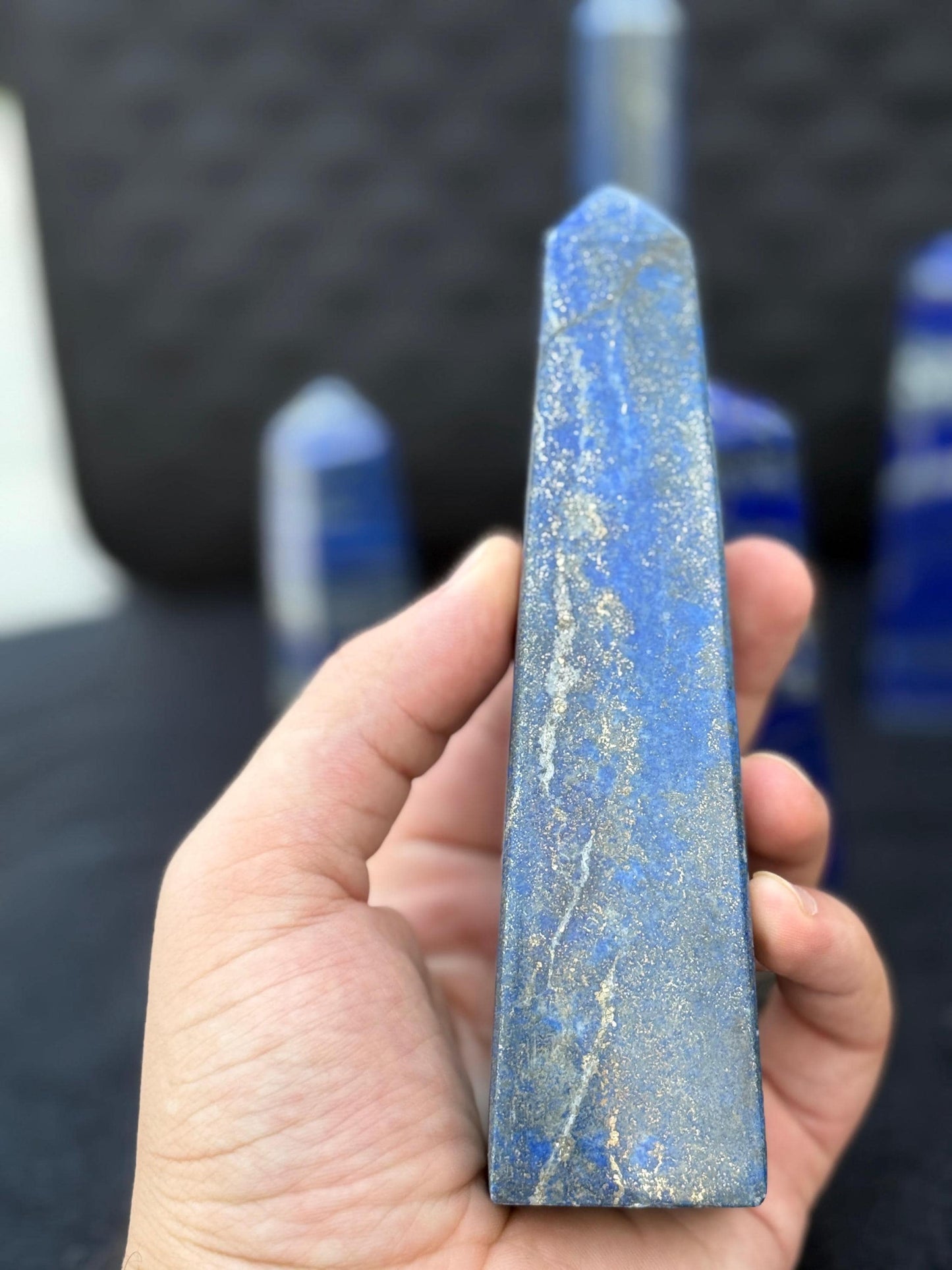 Lapis Lazuli Tower  Natural Blue Crystal Point  Healing Stone  Home Decor