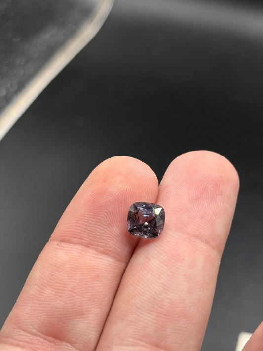 Natural Grey Spinel Gemstone: 2.57 Carat Square Cushion Cut, Untreated Burma Stone