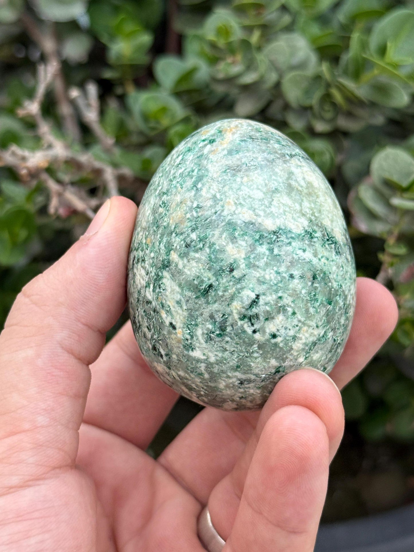 Hand Carved Green Aventurine Crystal Egg Polished Stone  Heart Chakra