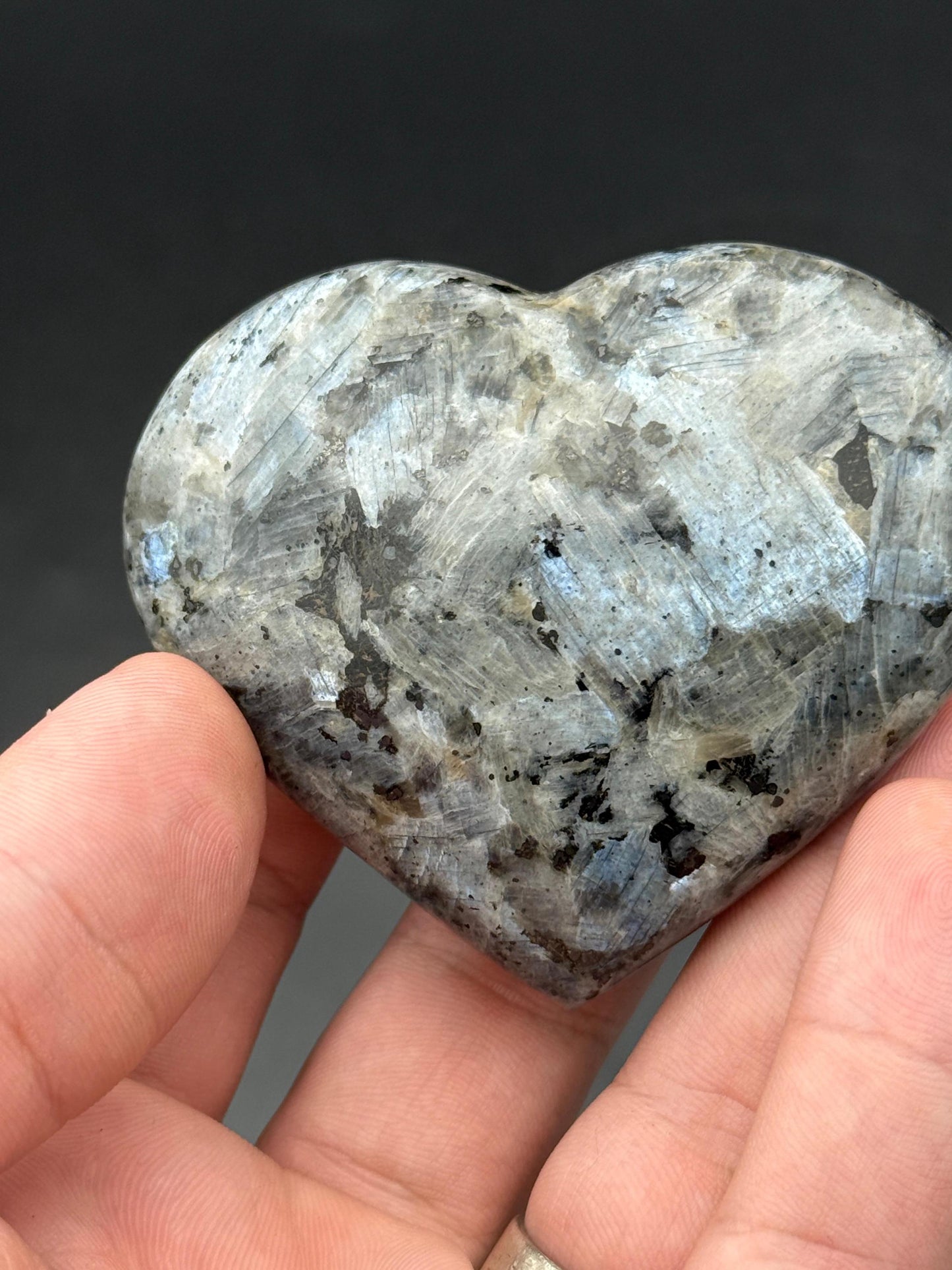 Labradorite Heart Crystal  Polished Gemstone with Blue Flash