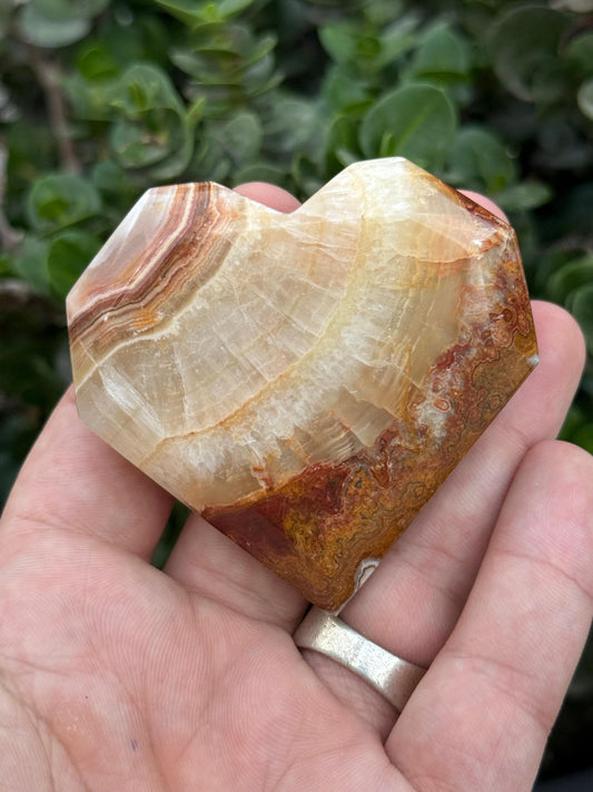 Polished Banded Onyx Heart Crystal Healing Stone Decor