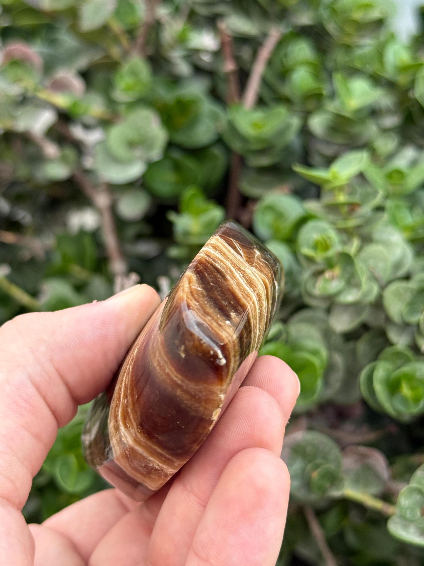 Hand Carved Brown Onyx Lamp  Polished Crystal Stone Light