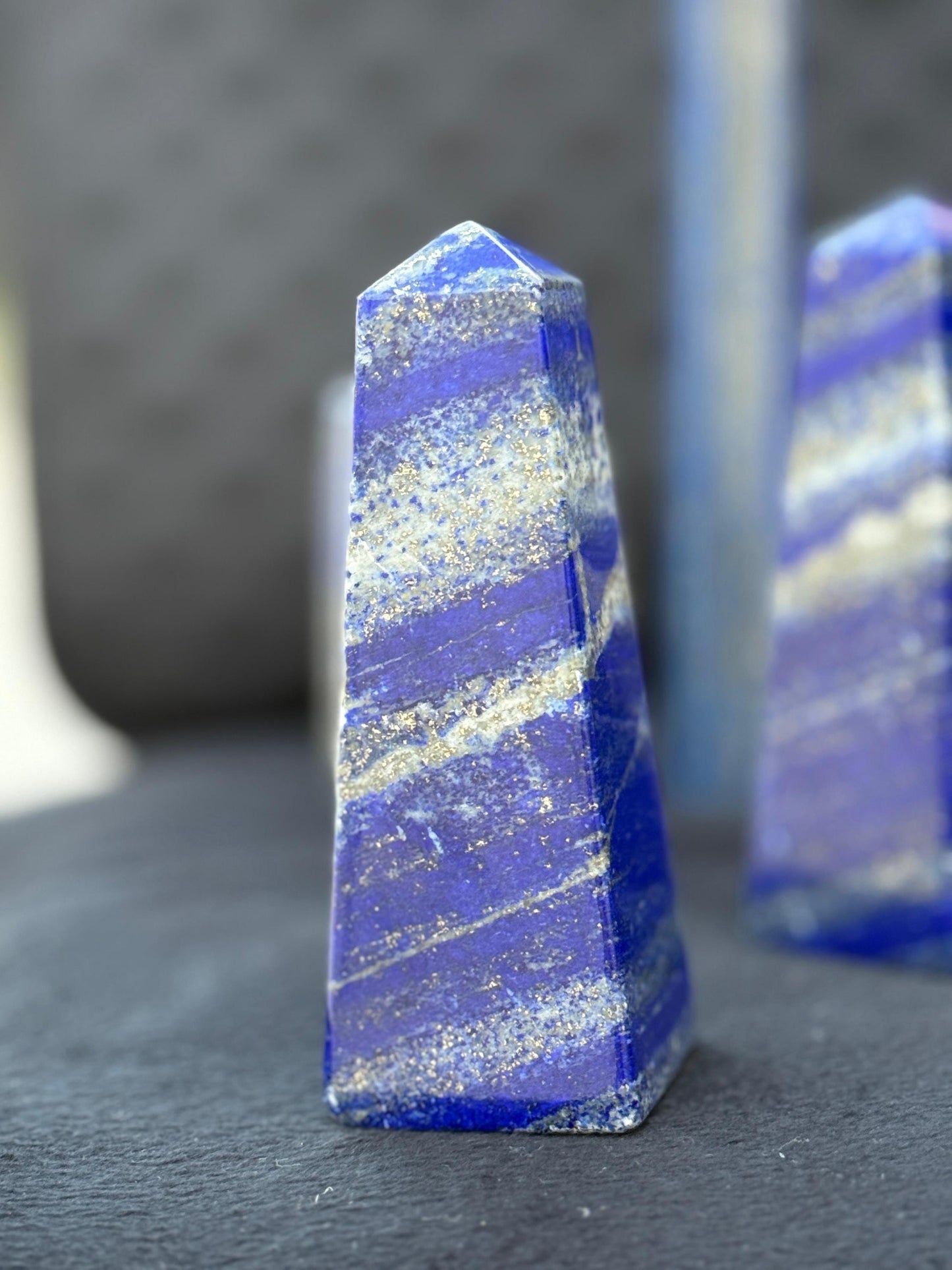 Natural Lapis Lazuli Tower  Polished Blue Crystal Point  Healing Stone  Home Decor
