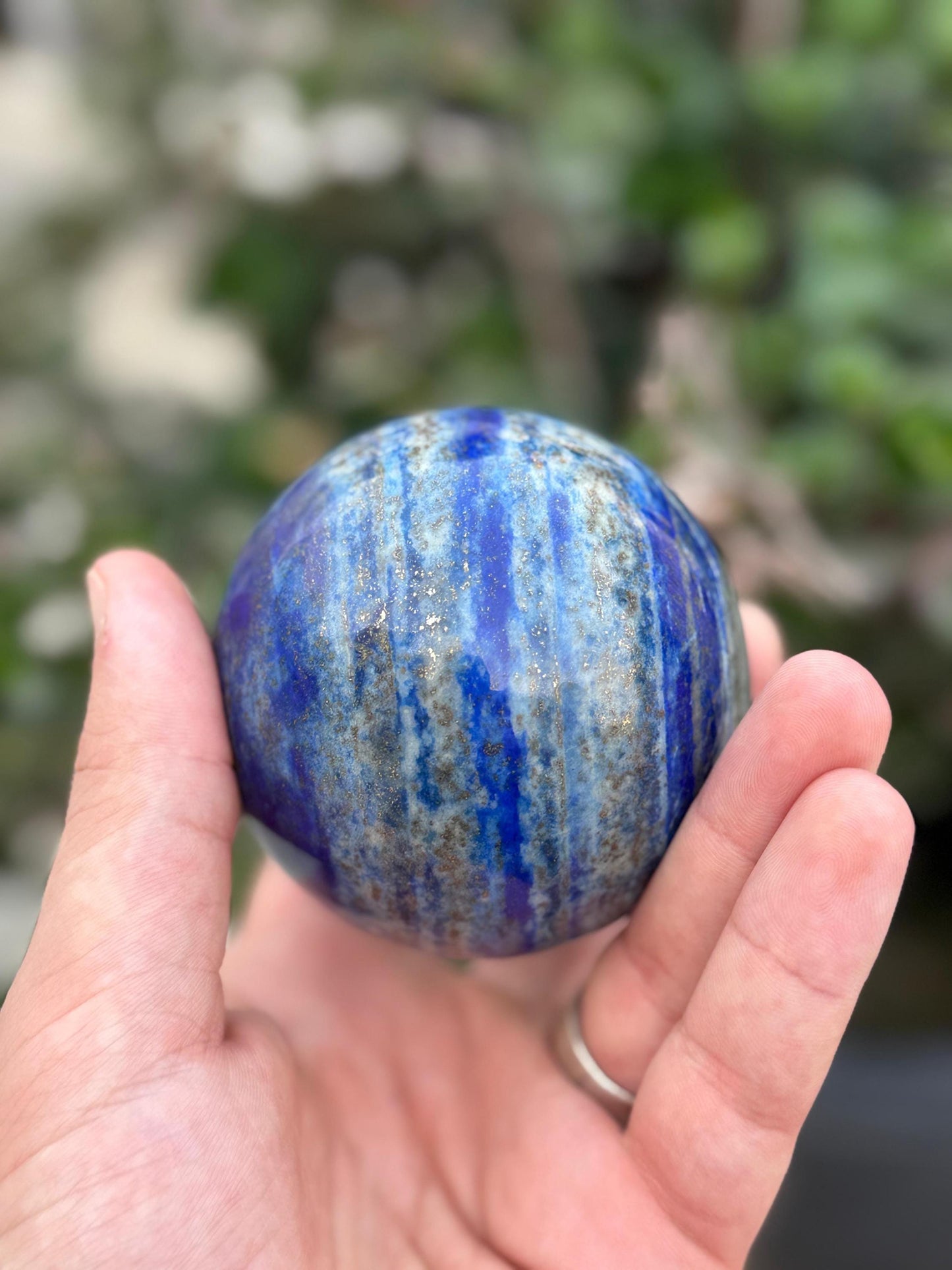 Natural Lapis Lazuli Sphere Polished Crystal Ball  Blue Healing Stone from Afghanistan