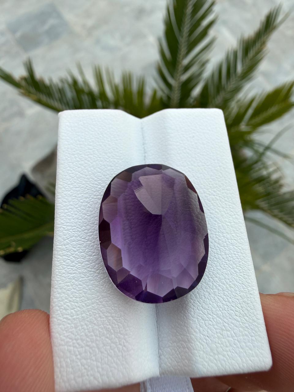 African Amethyst Gemstone 21.60 ct Oval Cut Deep Purple