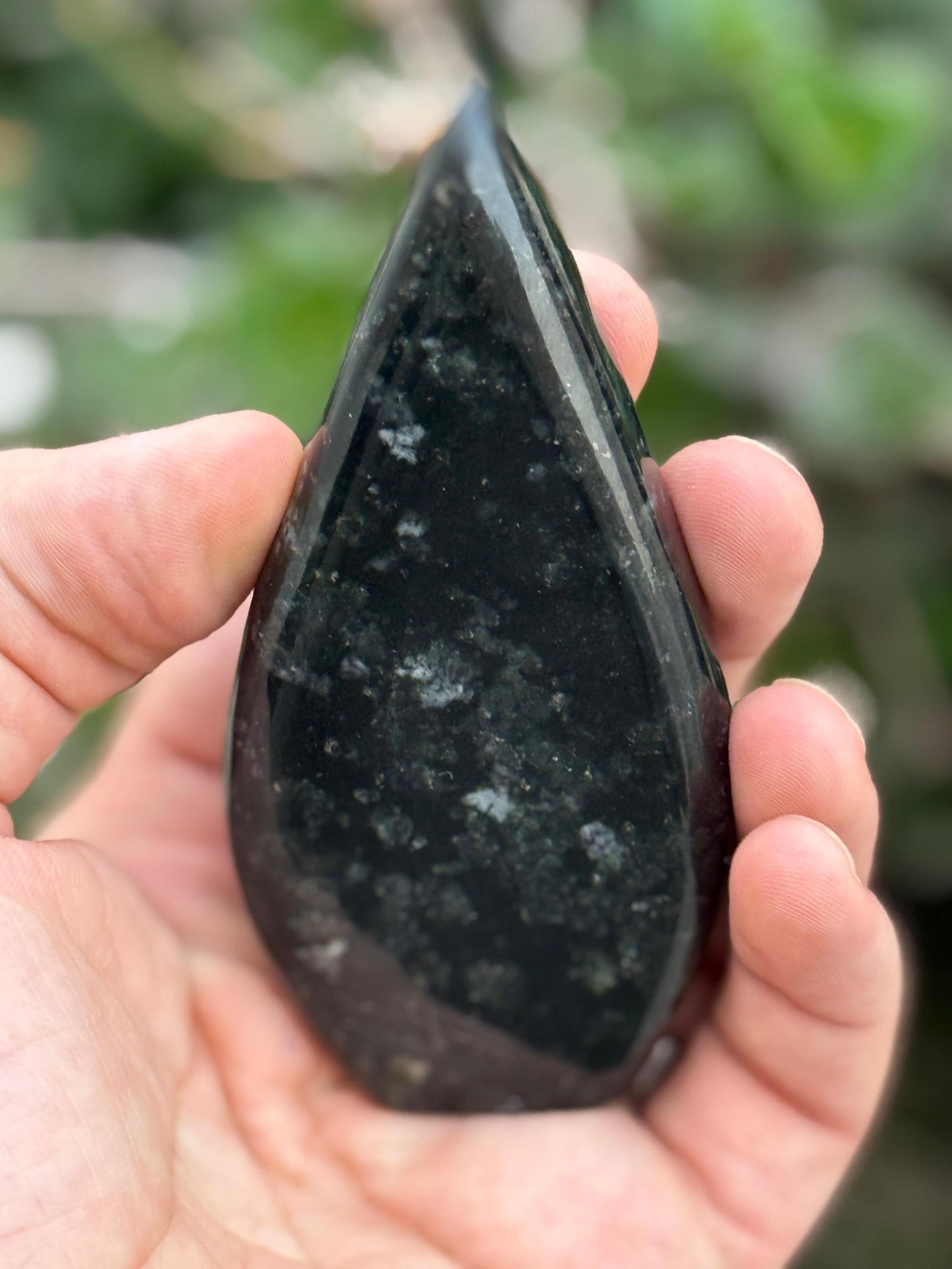 Black Obsidian Crystal Tower  Hand Carved Gemstone Point  Energy Protection