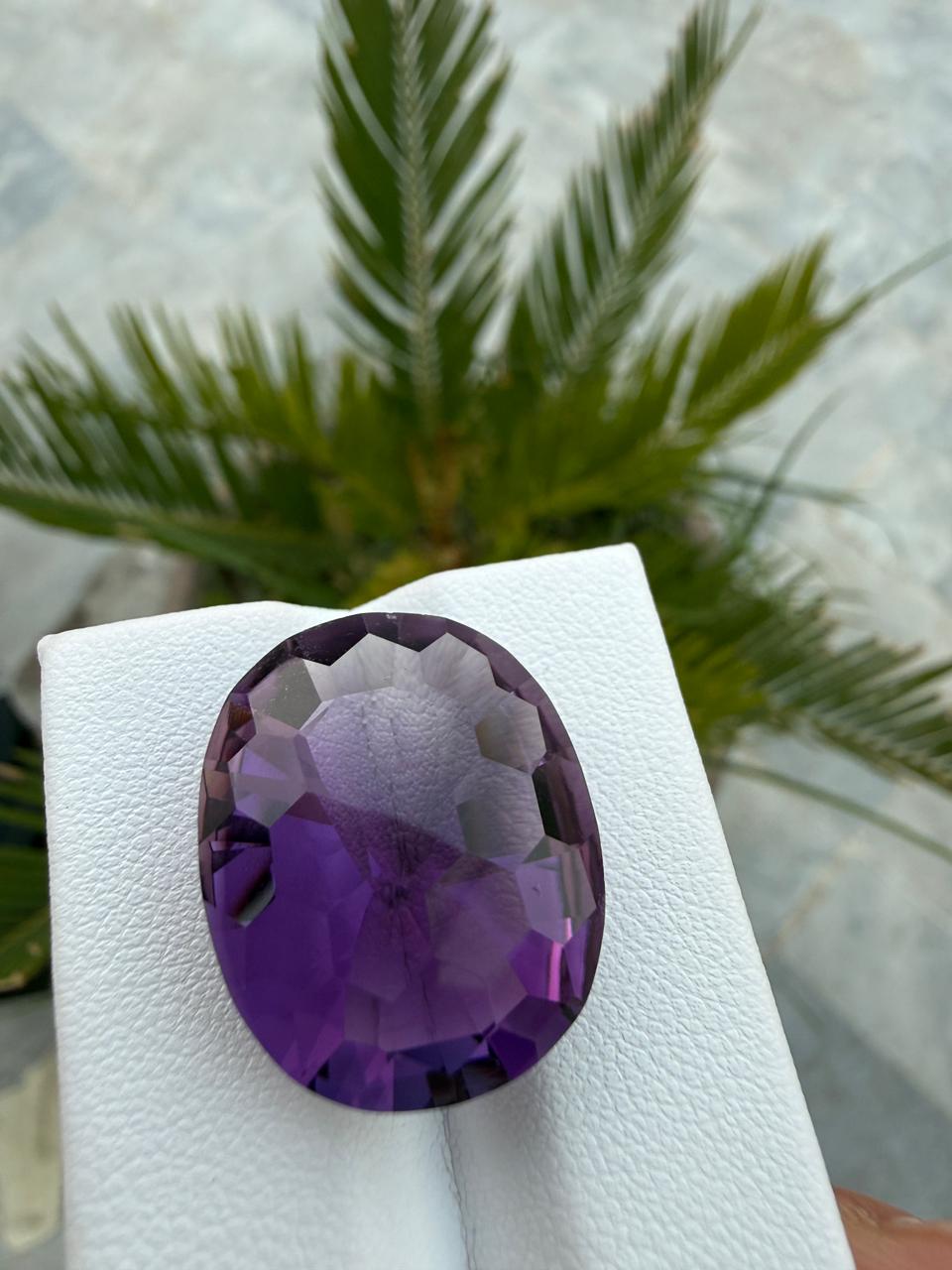 African Amethyst Gemstone 21.60 ct Oval Cut Deep Purple