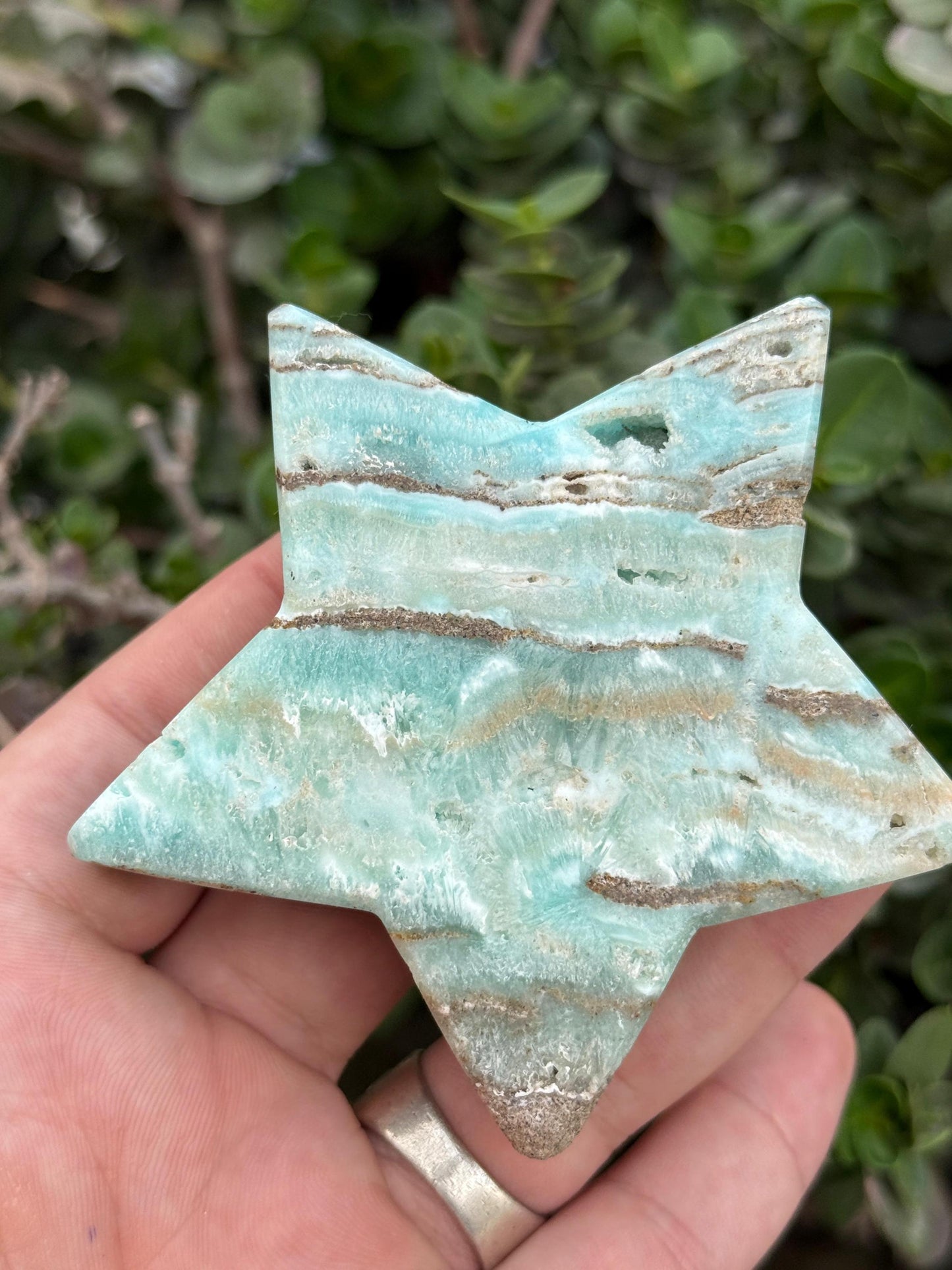 Amazonite Star Crystal Polished Blue Healing Stone Home Decor Gem