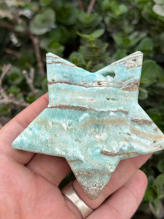 Amazonite Star Crystal Polished Blue Healing Stone Home Decor Gem