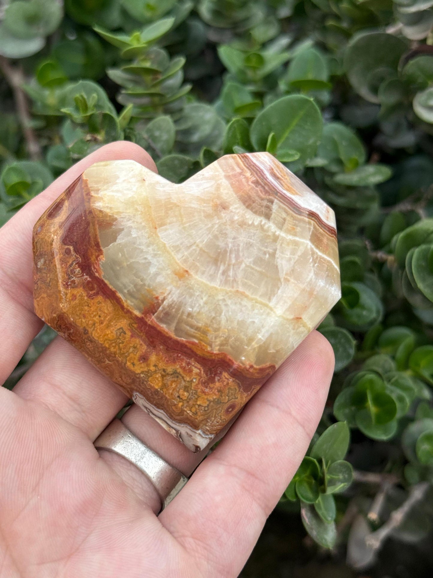 Polished Banded Onyx Heart Crystal Healing Stone Decor