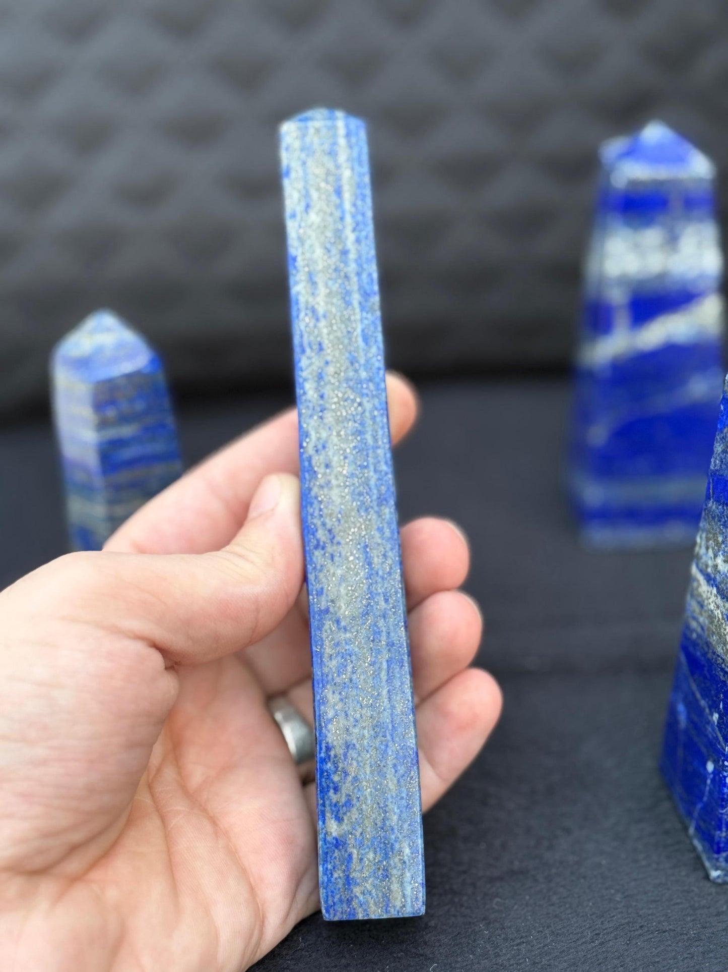 Natural Lapis Lazuli Tower  Polished Blue Crystal Point  Healing Stone  Home Decor