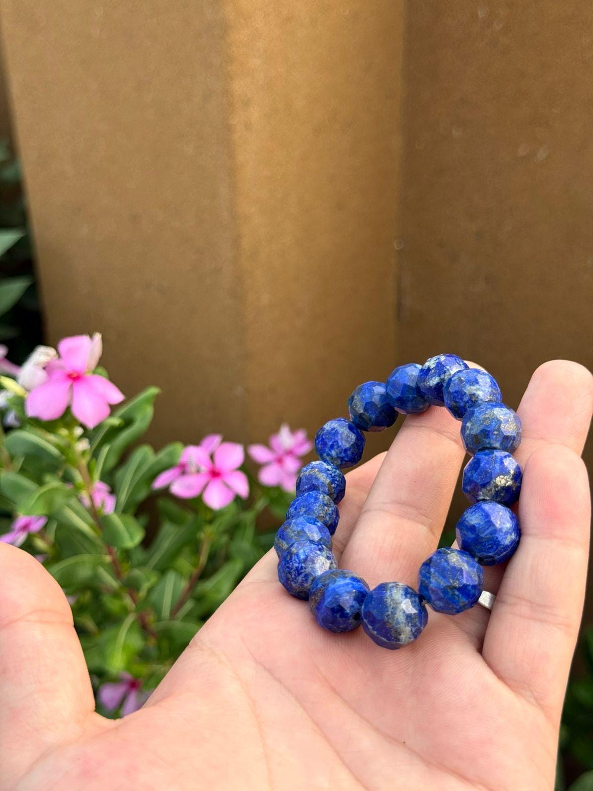 Natural Afghan Lapis Lazuli Faceted Bracelet   Beads  Genuine Afghanistan Gemstone Jewelry