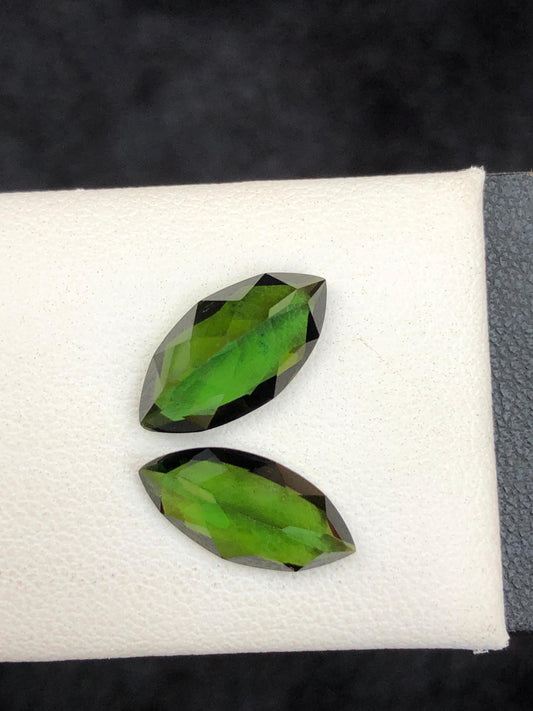 Certified Green Tourmaline Gemstones Marquise Cut  Natural Transparent Loose Stones