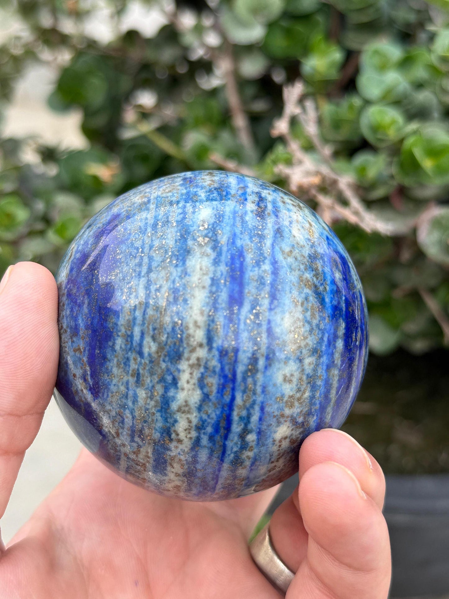 Natural Lapis Lazuli Sphere Polished Crystal Ball  Blue Healing Stone from Afghanistan