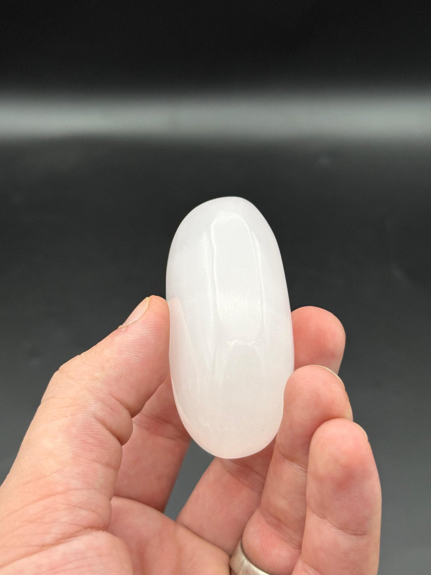 Polished White Quartz Palm Stone  Calming Meditation Crystal