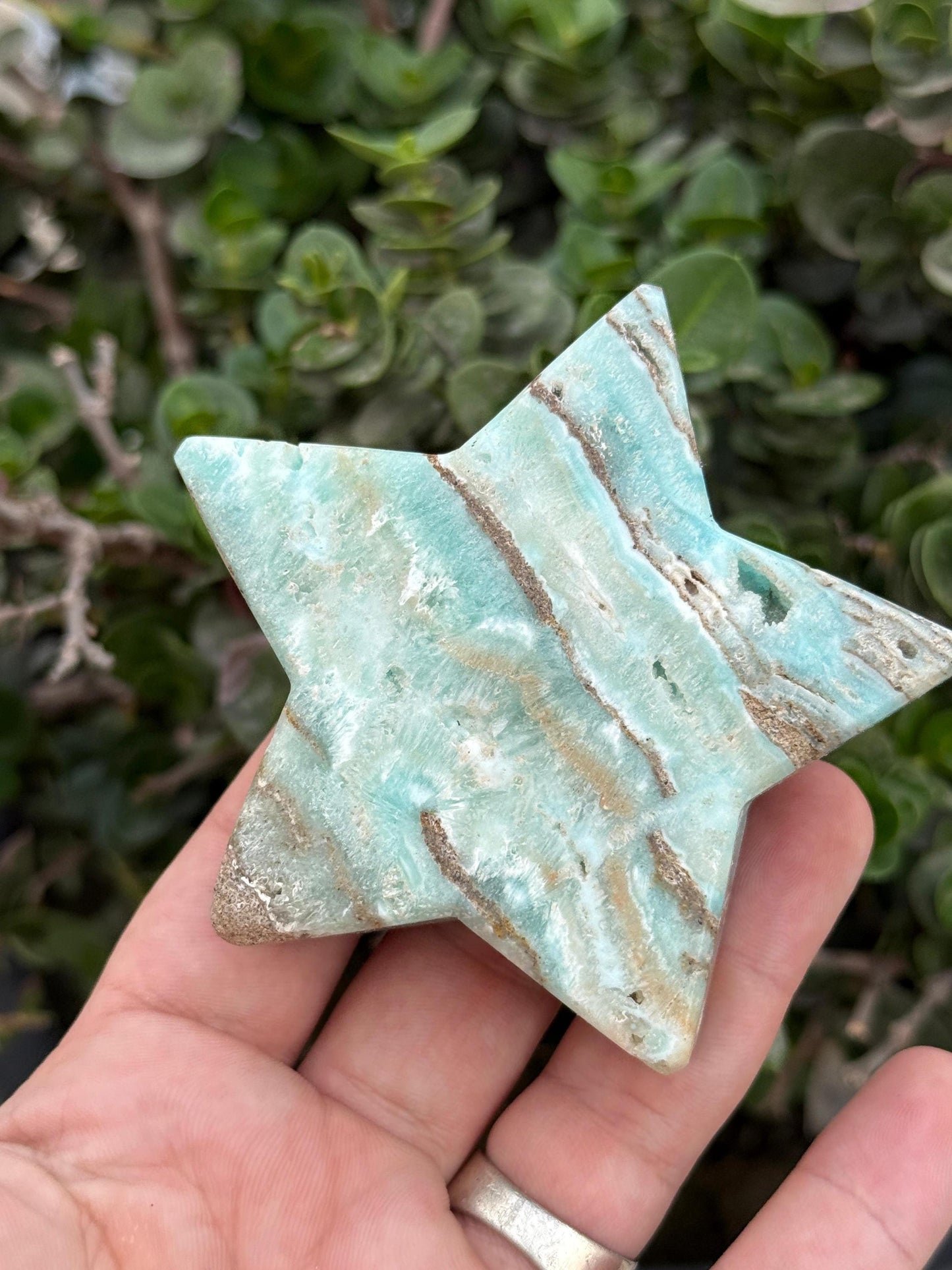 Amazonite Star Crystal Polished Blue Healing Stone Home Decor Gem