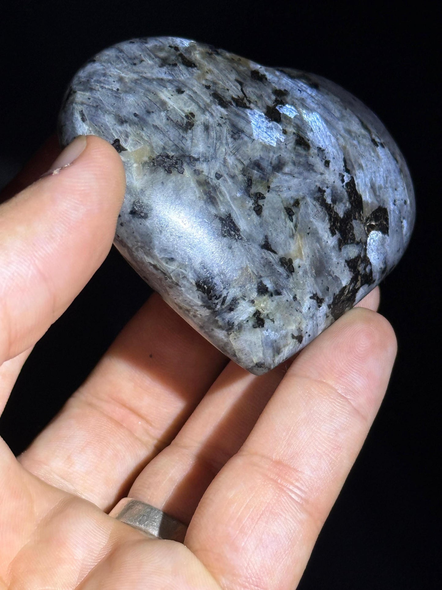 Labradorite Heart Crystal  Polished Gemstone with Blue Flash