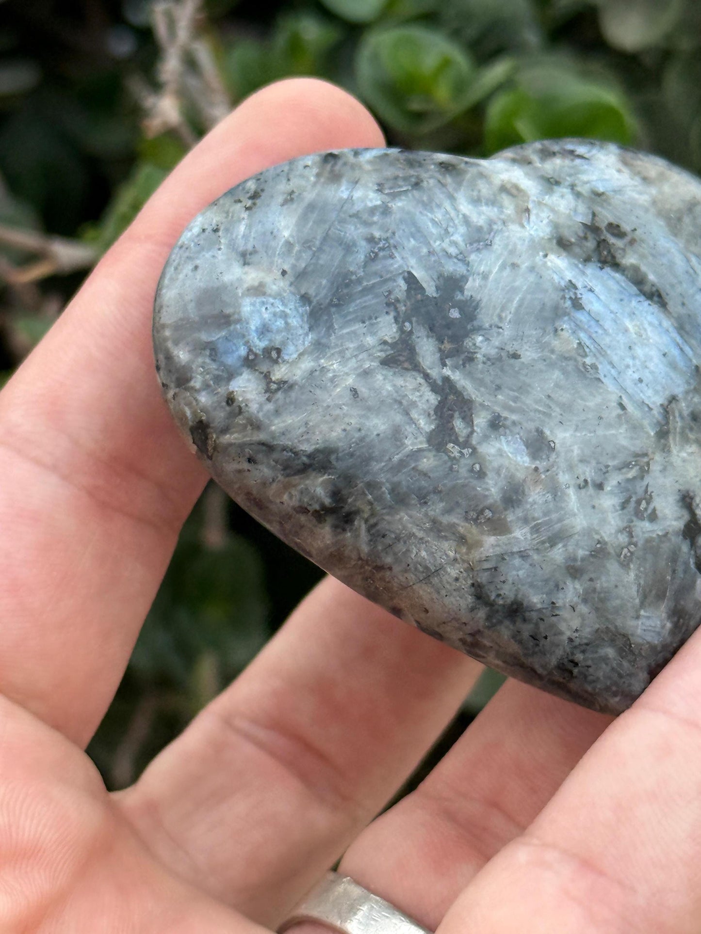 Labradorite Heart Crystal  Polished Gemstone with Blue Flash