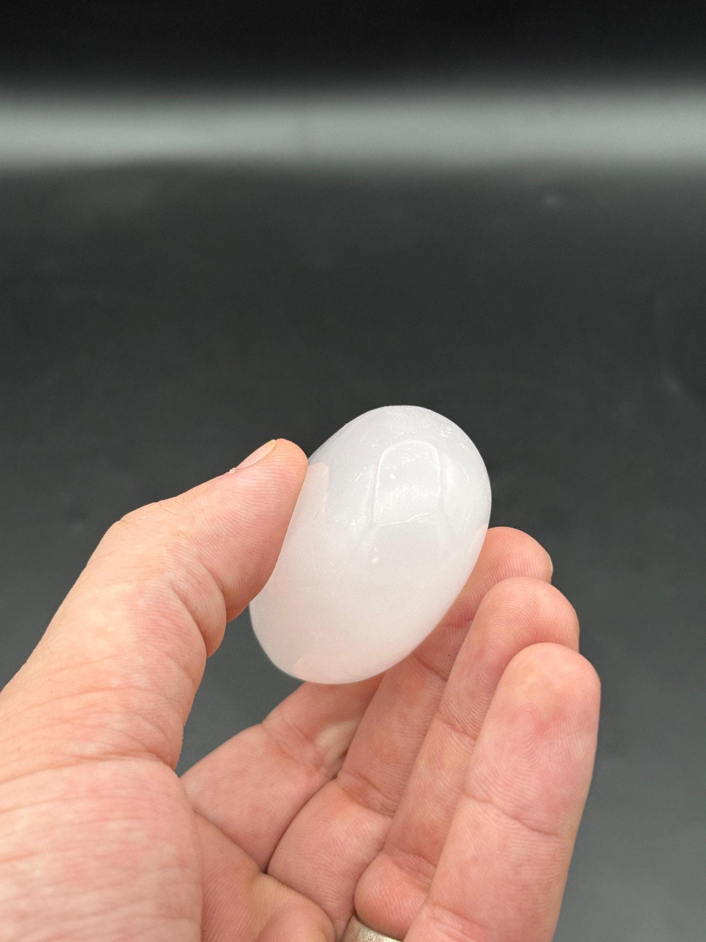 Polished White Quartz Palm Stone  Calming Meditation Crystal