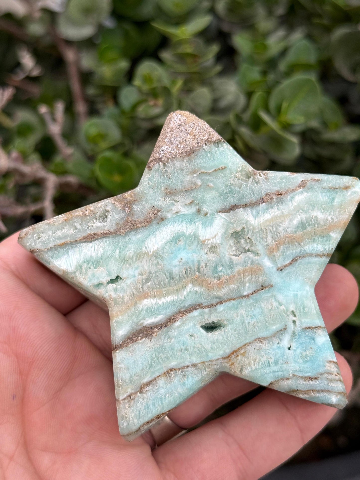 Amazonite Star Crystal Polished Blue Healing Stone Home Decor Gem
