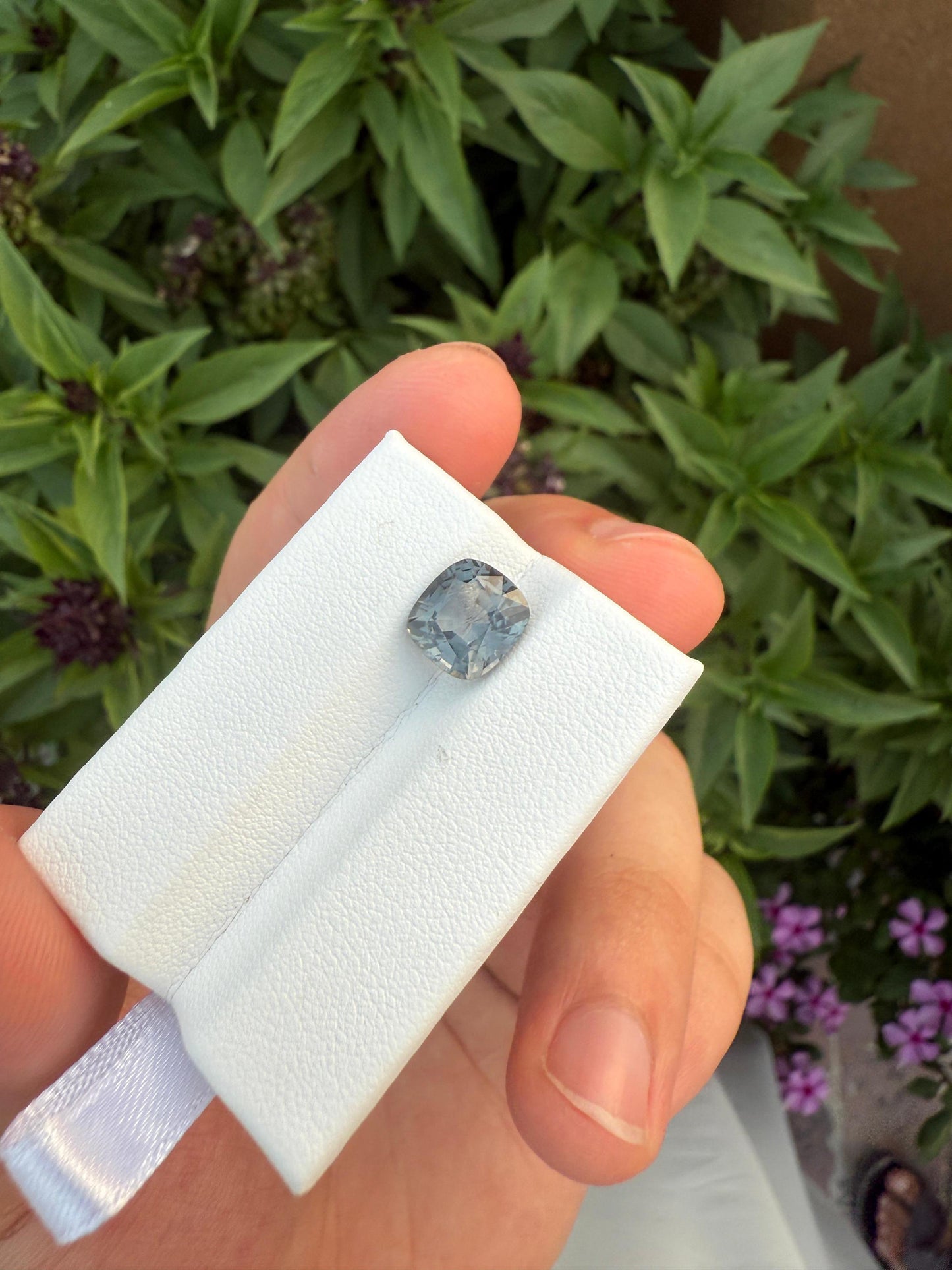 Natural Grey Spinel Gemstone: 3.36 Carat Cushion Cut Burma Spinel