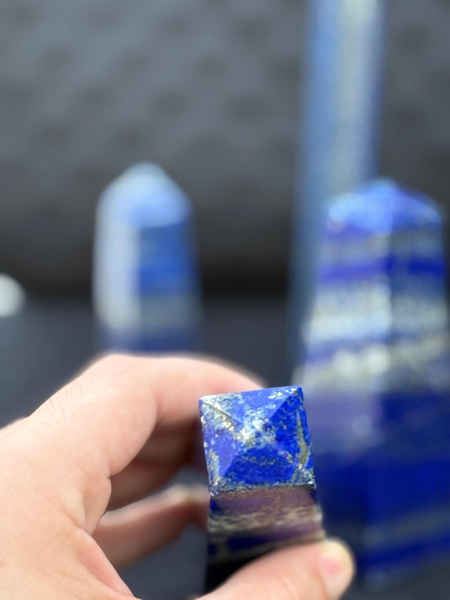 Natural Lapis Lazuli Tower  Polished Blue Crystal Point  Healing Stone  Home Decor