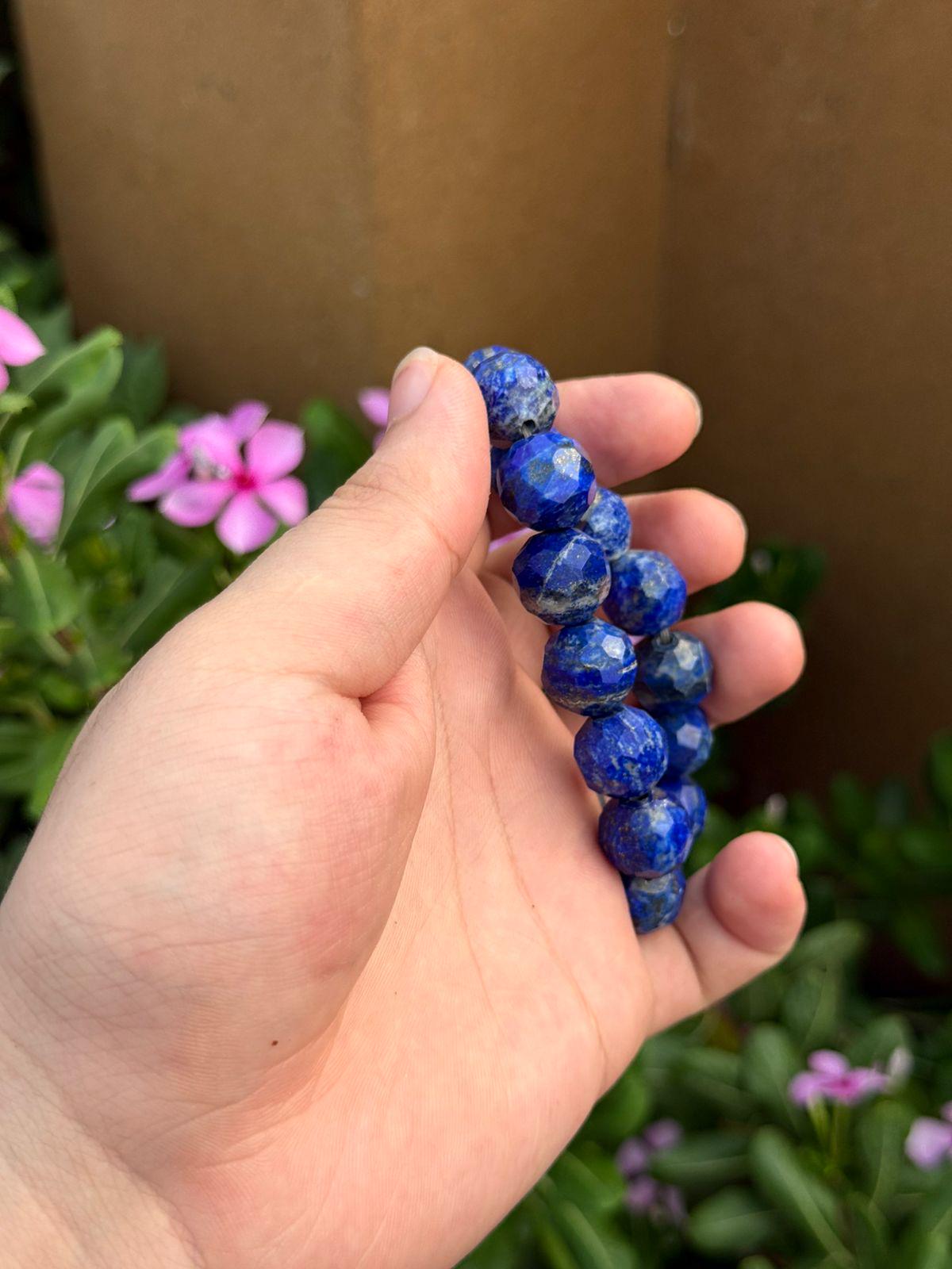 Natural Afghan Lapis Lazuli Faceted Bracelet   Beads  Genuine Afghanistan Gemstone Jewelry