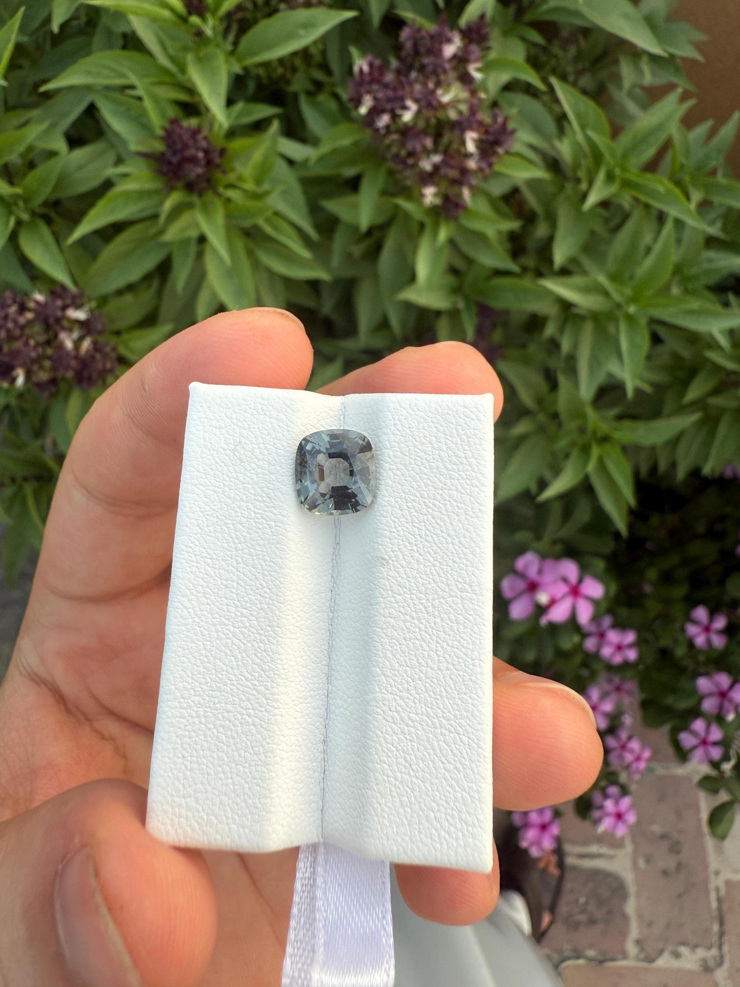 Natural Grey Spinel Gemstone: 3.36 Carat Cushion Cut Burma Spinel