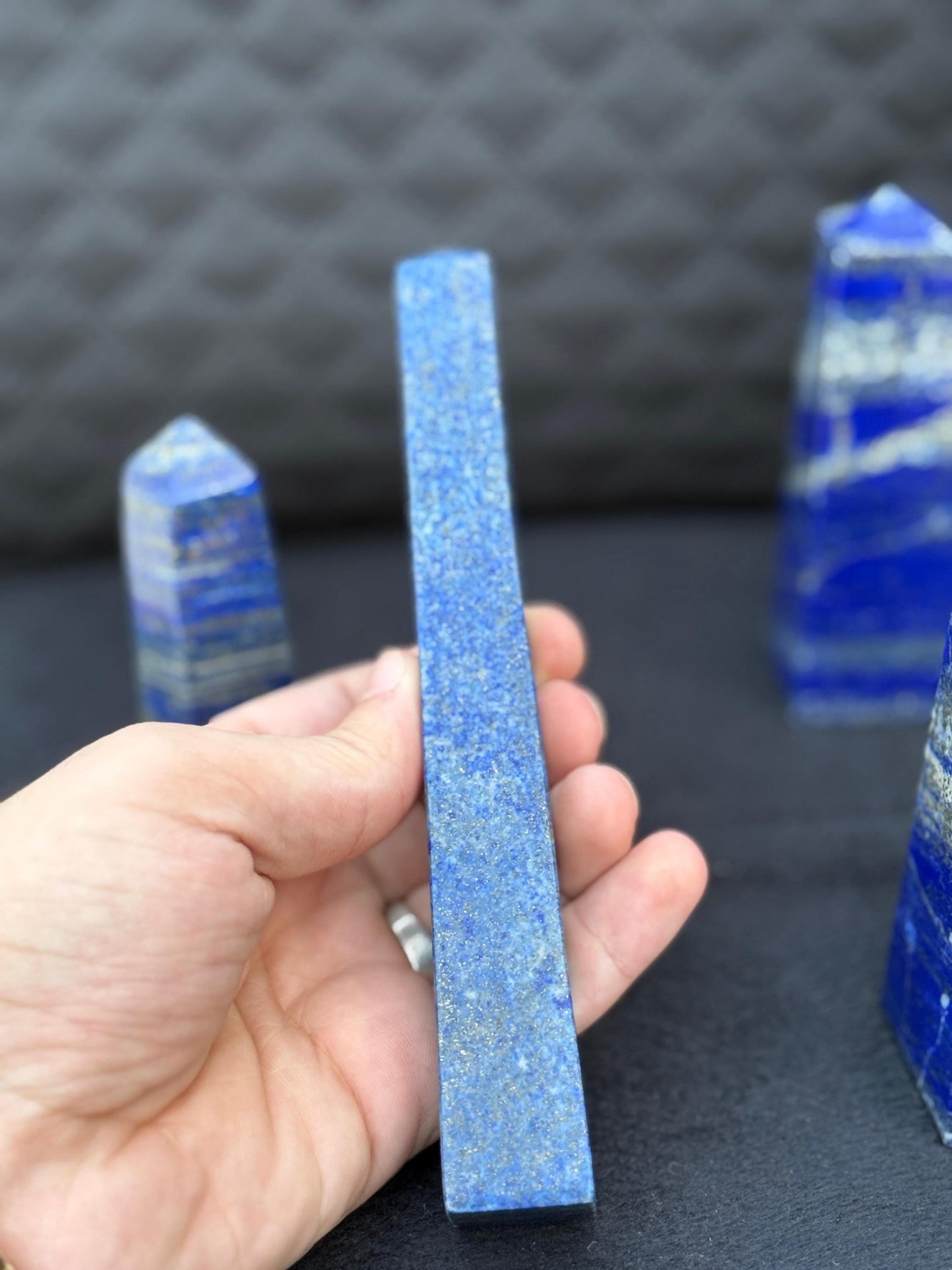 Natural Lapis Lazuli Tower  Polished Blue Crystal Point  Healing Stone  Home Decor