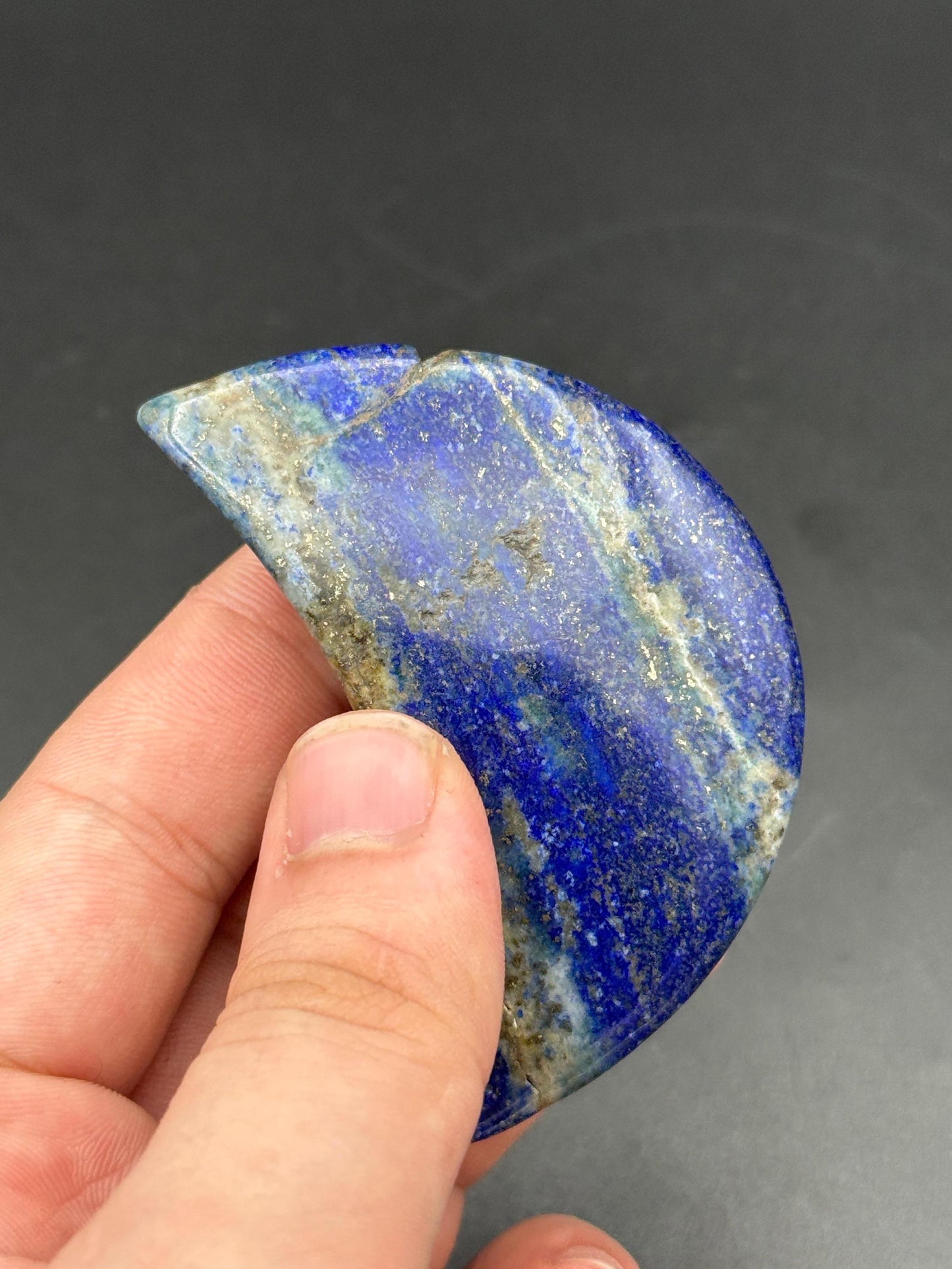 Natural Lapis Lazuli Moon  Polished Blue Crystal  Healing Stone Home Decor from Afghanistan