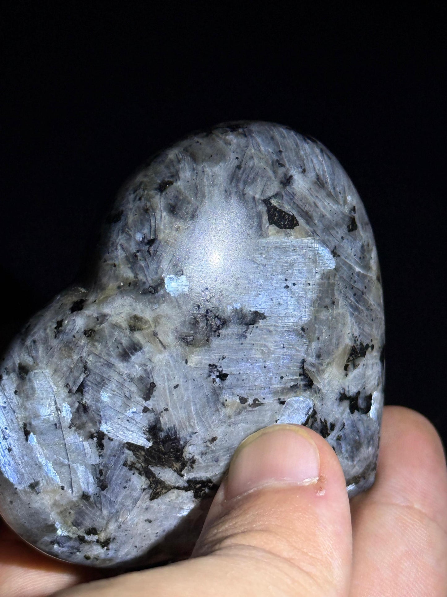 Labradorite Heart Crystal  Polished Gemstone with Blue Flash