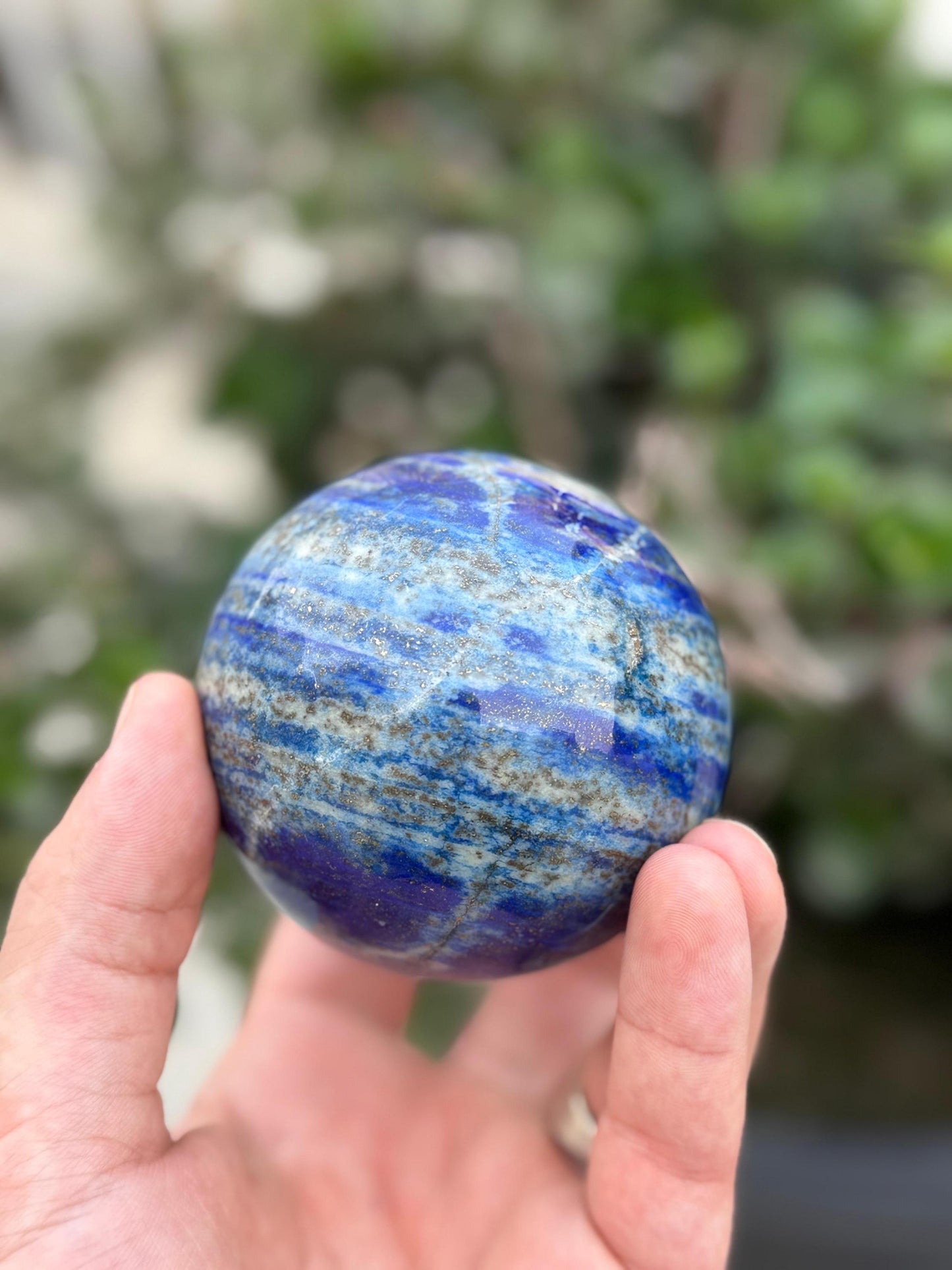 Natural Lapis Lazuli Sphere Polished Crystal Ball  Blue Healing Stone from Afghanistan