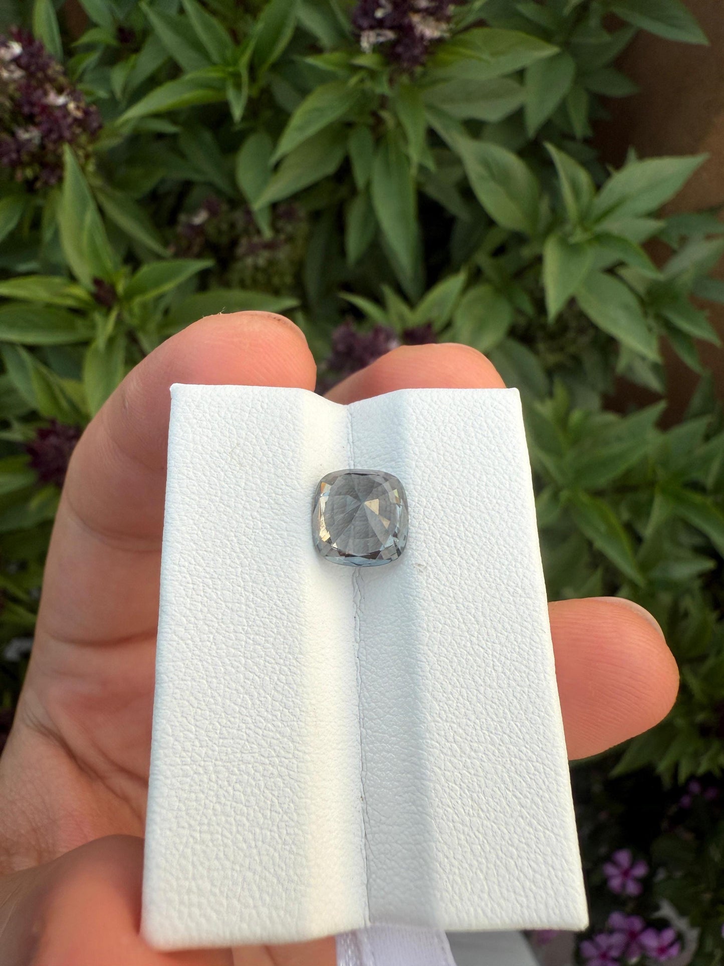 Natural Grey Spinel Gemstone: 3.36 Carat Cushion Cut Burma Spinel