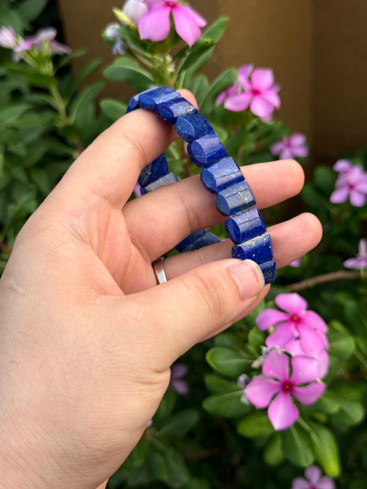 Natural Afghan Lapis Lazuli Bracelet Genuine Lapis Beads  Afghanistan Origin Gemstone Jewelry