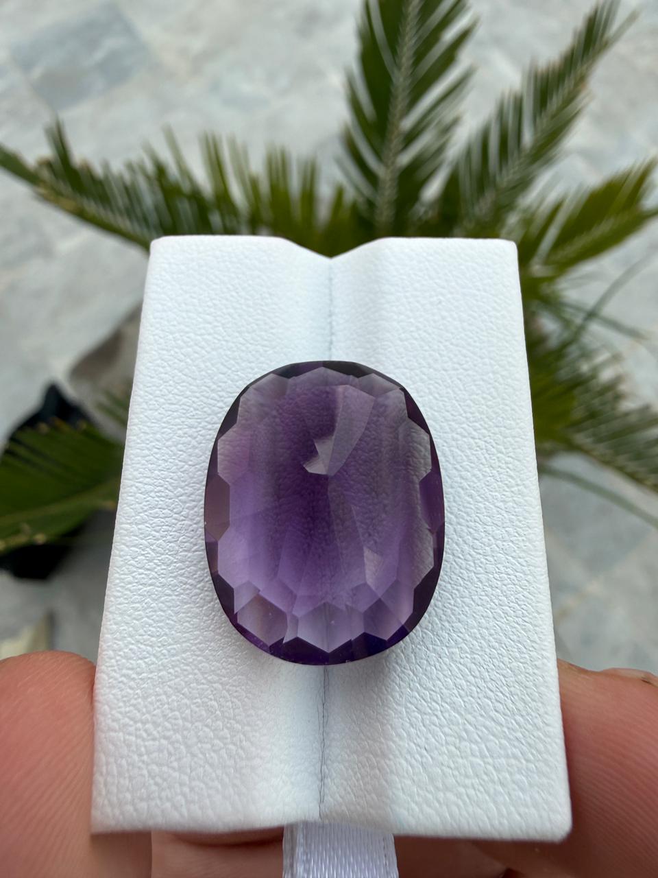 African Amethyst Gemstone 21.60 ct Oval Cut Deep Purple