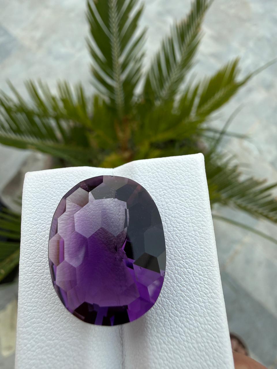 African Amethyst Gemstone 21.60 ct Oval Cut Deep Purple
