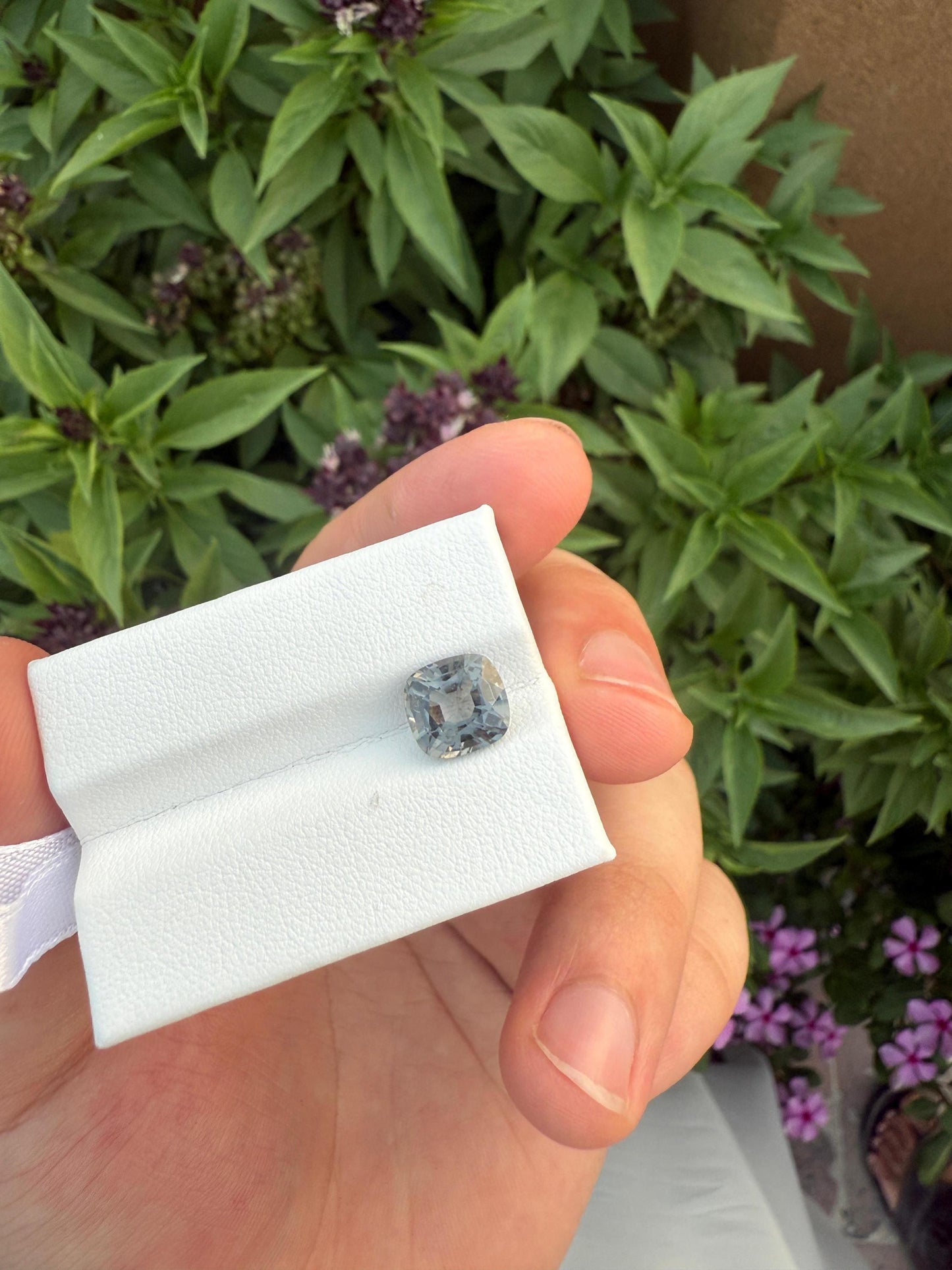 Natural Grey Spinel Gemstone: 3.36 Carat Cushion Cut Burma Spinel