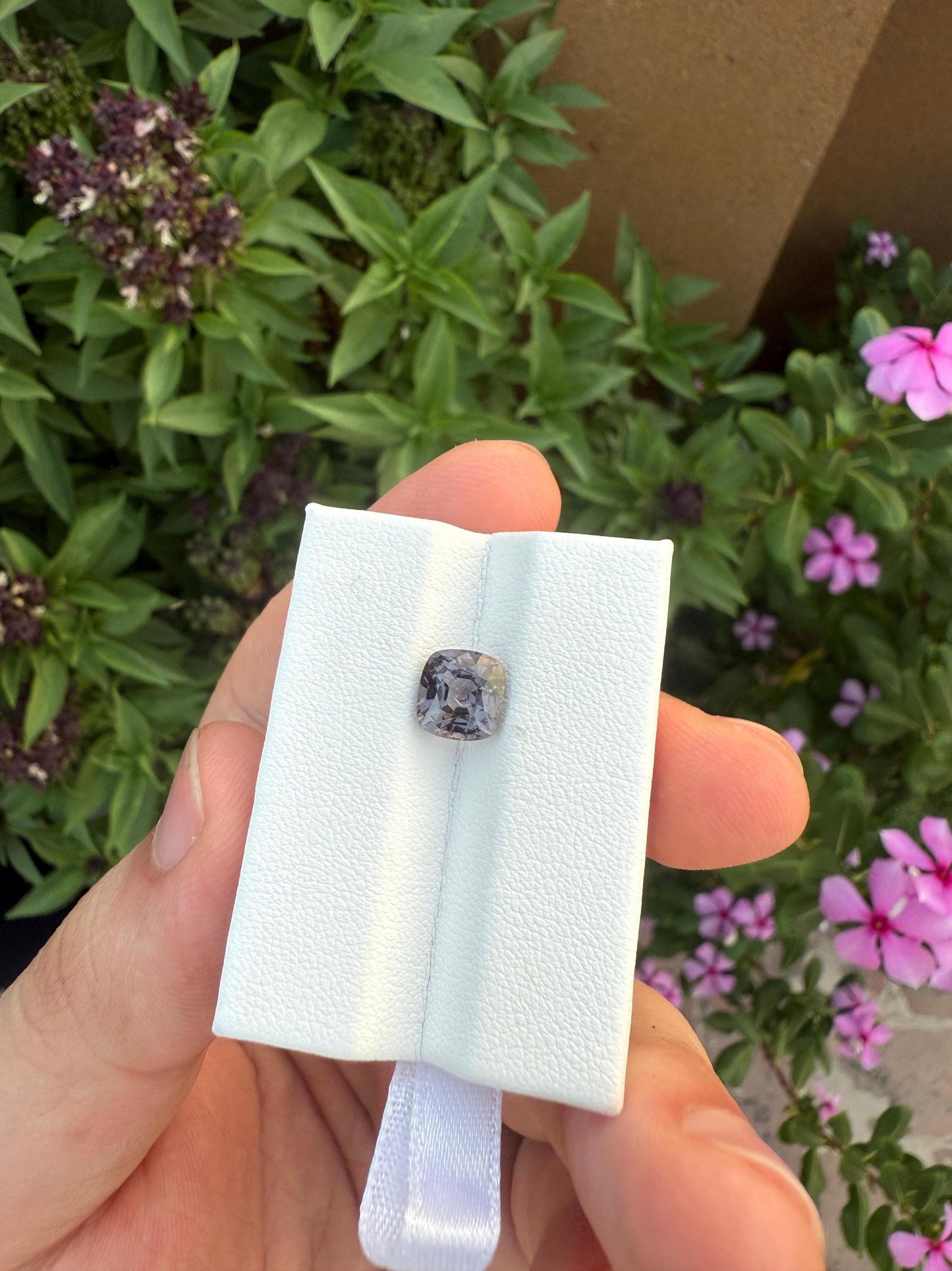 Natural Grey Spinel Gemstone: 2.57 Carat Square Cushion Cut, Untreated Burma Stone